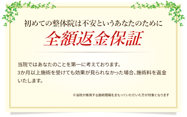 初めての整体院は不安というあなたのために 全額返金保証