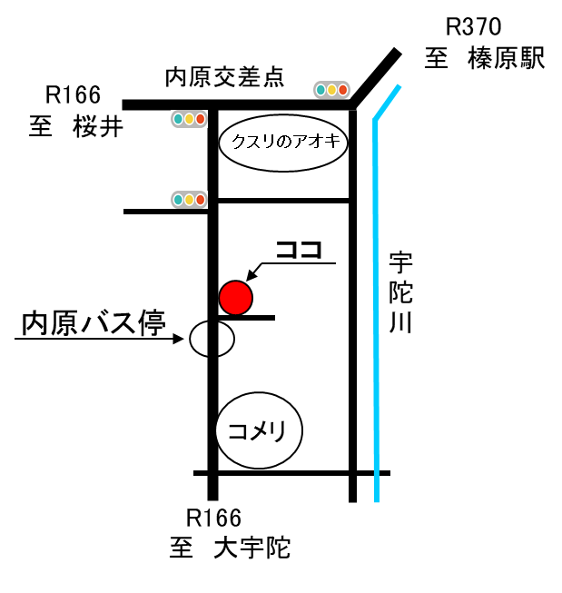 宇陀市の健康ジロー堂までの地図